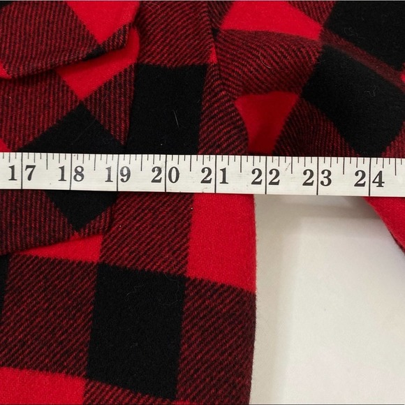 Sandro Paris Check Plaid Fringed-Trim Wool-Blend Jacket In Rouge/noir Red Size 4 - Picture 10 of 11